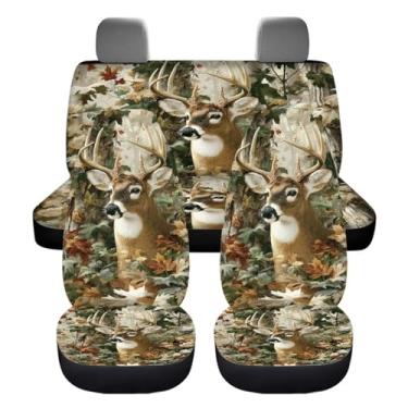 Imagem de KEIAHUAN Capas de assento dianteiras e traseiras de carro camuflado caça veado capa de banco dianteiro e protetor de banco traseiro antiderrapante capas de assento automotivo traseiro alto para a