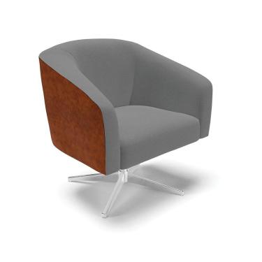 Imagem de Cadeira Sala De Jantar Giratória Base Cromada Stella Noz/linho D03 - D\'rossi Cor Grafite