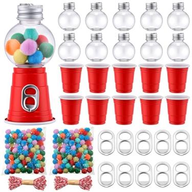 Imagem de Blushtier Conjunto de 10 bolas decorativas de Natal, com corda de algodão, bolas coloridas, copos, enfeites de árvore de Natal para decoração de garrafas de Natal DIY para celebração de férias ou