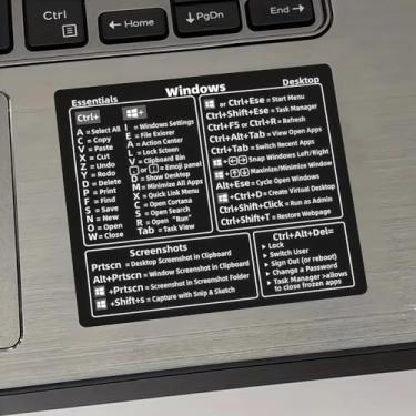 Imagem de Adesivo de atalho - Guia de referência de atalhos de teclado, ideal para trabalhar em casa (preto)