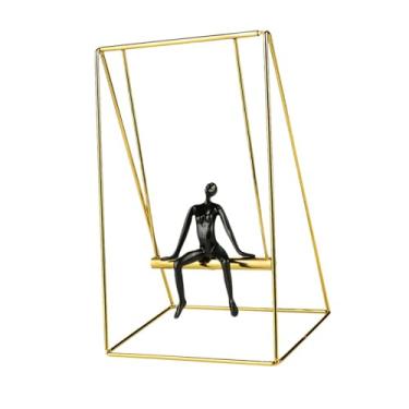 Imagem de MotiveTech Figura de Resina para Balanço, Enfeite de Mesa, Peça Central, Brinquedo de Equilíbrio Simples, Estátua Humana para Escritório, Lareira, Estante, Armár, 24.5 Cm X 37 Cm