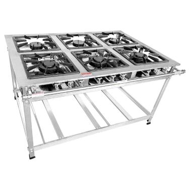 Imagem de Fogão Industrial 6 Bocas Inox Luxo Alta Pressão MR Fogões 40x40 P8