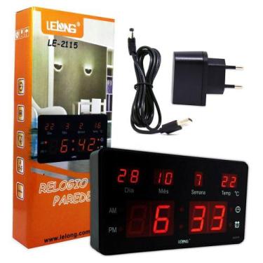 Imagem de Relógio de Parede Led Digital LE-2115 Lelong Temperatura Calendário Al