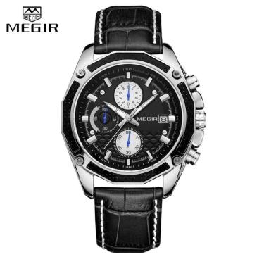Imagem de Relógio De Pulso Masculino Megir 2015 à Prova D'água Prata