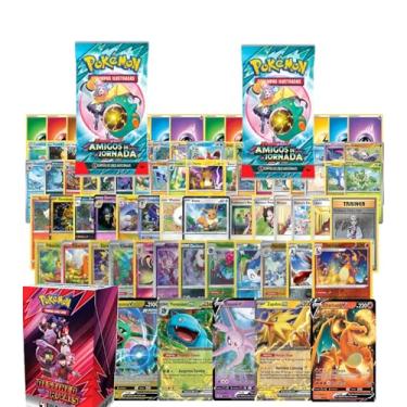 Imagem de 40 Cartas Pokemon Nenhuma Repetida + 2 Boosters Pokémon Lacrados Amigos de Jornada