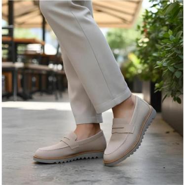 Imagem de Sapato Loafer Masculino Tratorado Elegante Confortável Cinza, Areia, 4
