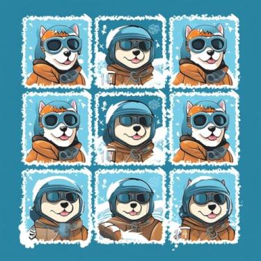 Imagem de Adesivos de Animais para Quarto e Caderno Decorativos Coloridos Baby Siberian Husky Decoração Infantil 30x30cm