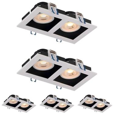 Imagem de Kit 5x Spot Duplo Recuado Branco Com Preto Quadrado LED Integrado 10W Bivolt