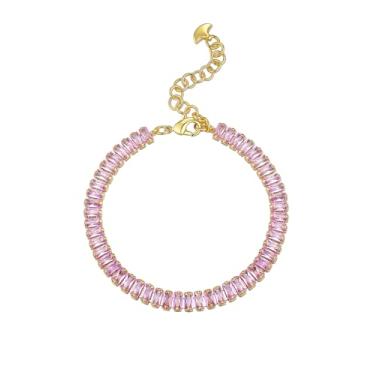 Imagem de Pulseira feminina banhada a ouro 18 K, empilhada, ajustável, esmeralda, rubi, safira, zircônia cúbica, para casamento, para mulheres, da SNGIA, vermelho, verde, azul, rosa, corrente delicada em