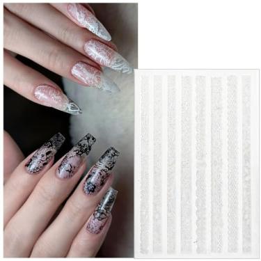 Imagem de 1 peça de adesivos de unhas de gel semi curado para mulheres - fita de renda branca adesivos de unhas de salão de beleza envoltório de gel para acessórios DIY