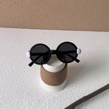 Imagem de Pacote com 1 óculos de sol redondos para crianças, jovens com moldura em forma de palma, pingentes de margarida ao ar livre para festas na praia, Preto