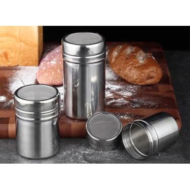 Imagem de Eleve seu jogo de cozimento com nosso agitador de açúcar em pó de aço inoxidável, dragas de malha fina, perfeito para espanar cacau, chocolate, café, farinha e muito mais, 1 peça incluída