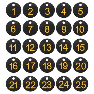 Imagem de PATIKIL 1 a 25 etiquetas numéricas, 25 peças, etiquetas redondas com número de identificação, chaveiro numerado de plástico para armários de bagagem, organizador de cabides de vendas de campo