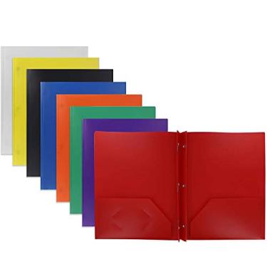 Imagem de Bolso Emraw com 2 Bolsos e Bolso Portfólio com Dois Bolsos com 3 Pontas e Porta-Cartões de Visita Projetado para Casa, Escritório, Escola, Sala de aula e mais - As Cores Reais Podem Variar (Pacote com 3)