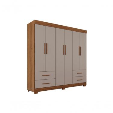 Imagem de Guarda Roupas Casal Texas 6 Portas 4 Gavetas Sem Espelho Salleto Cinamomo/off White