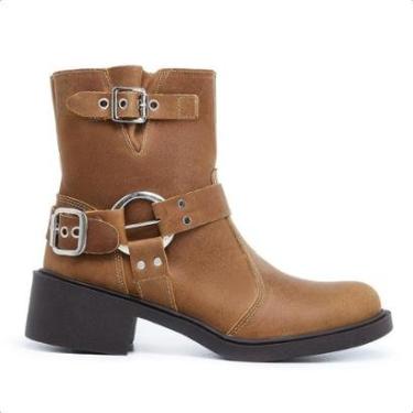 Imagem de Bota Feminina Cano Curto Merana em Couro Caramelo 5602B253C-Feminino