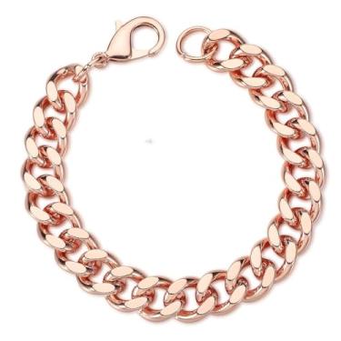 Imagem de Pulseira de Cobre Masculina Dia dos Namorados Elo Sólido Jóia Saúde Pura Estilo Trançado Declaração Moda 1 Unidade