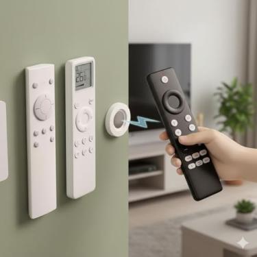 Imagem de Organizador magnético de parede, pacote com 8, suporte de controle remoto sem furadeira, conjunto de armazenamento de 3 cm para TV, ventilador, ar condicionado