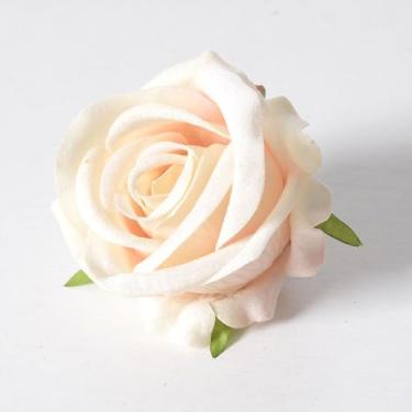 Imagem de 6 peças de flores artificiais – flor de seda com hastes rosas champanhe, arranjos florais falsos para casa de banho, escritório, mesa central, prateleira, decoração de casamentos