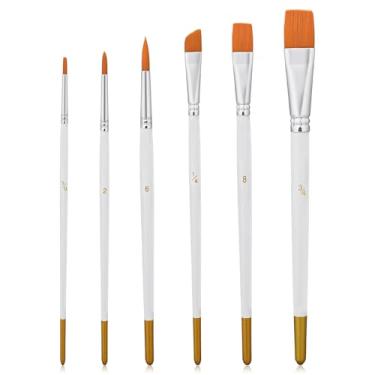 Imagem de Conjunto de 6 pincéis para pintura de bolo, alimentos seguros, pincéis para decoração de biscoitos, cor comestível e aplicação de glitter, utensílios de cozinha