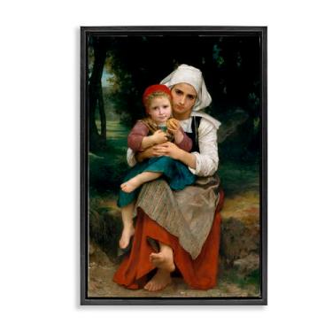 Imagem de Stupell Industries Arte de parede clássica em tela flutuante cinza Bouguereau Brother & Sister, design de William Adolphe Bouguereau, 63 x 43 cm