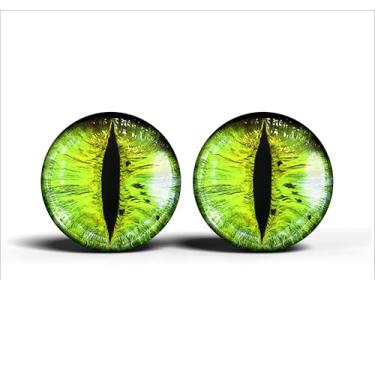 Imagem de Olhos realistas de artesanato de vidro de 2,5 cm, design de íris vertical de gato animal, conjunto de 2 peças, globos oculares de cabochão abobadados, arte, taxidermia e suprimentos para fabricação de