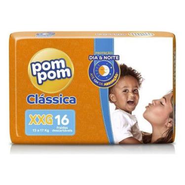 Imagem de Fralda Descartável Infantil Pom Pom Clássica Xxg Pacote 16 Unidades