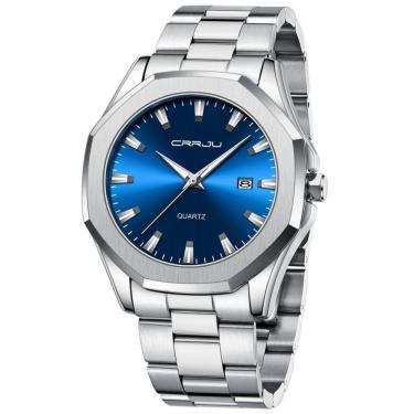 Imagem de Relógio Masculino De Aço Inoxidável Movimento De Quartzo Impermeavel 3 Atm Azul