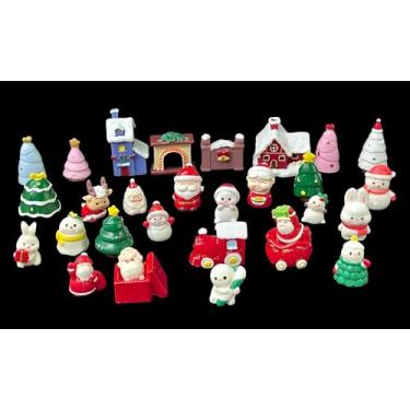 Imagem de Mini enfeites de resina de boneco de neve de Natal, conjunto de estatuetas em miniatura, enfeites de árvore de sino de Natal para fazer garrafas faça você mesmo, decoração de artesanato de paisagem de
