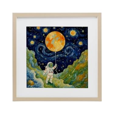Imagem de Stupell Industries Impressionista Astronauta no Espaço Impressão Emoldurada Branca sob Vidro, design por Angie Hawke, 40,6 x 40,6 cm