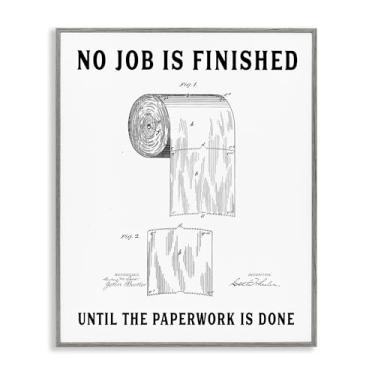 Imagem de Stupell Industries Papel higiênico No Job Finished Arte giclée emoldurada cinza, design por Lettered and Lined, 14 x 11