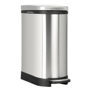 Imagem de Lixeira Cromada Retangular Estreita Com Pedal 10 Litros