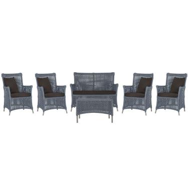 Imagem de Jogo Sofá 4 Poltronas E Mesa Igapó Fendi E9 Trama Original Prata