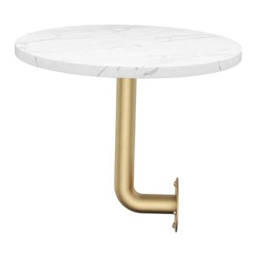 Imagem de Fenteer Mesa lateral redonda de parede, com base de ferro, estilo bar, ideal para otimizar espaço, bandeja flutuante para bebidas em ambientes compactos de, 35cmx45cm