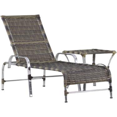 Imagem de Espreguiçadeira Catar E Mesa Piscina Alumínio Trama Original Capuccino