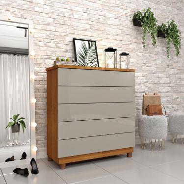 Imagem de Cômoda Premium Com Pés E 5 Gavetas Cinamomo-off