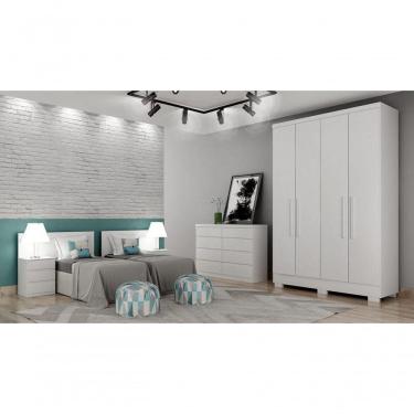 Imagem de Guarda Roupa Solteiro Com Pés 4 Portas 2 Gavetas - Milly-branco - Móveis Horizonte