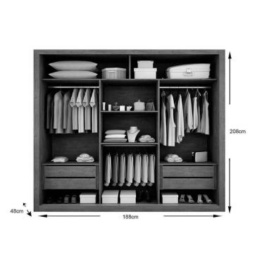 Imagem de Guarda Roupa 3 Portas De Correr C- Espelho E 4 Gavetas Veneza Gold Naturale - Rufato