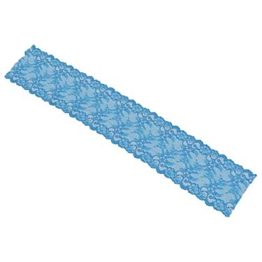 Imagem de Fita de renda larga e elástica Tecido de renda elástica Tecido de renda com padrão floral de 18 cm para decoração de festa de casamento Material de nylon 10 jardas 18 cm de largura (Azul)