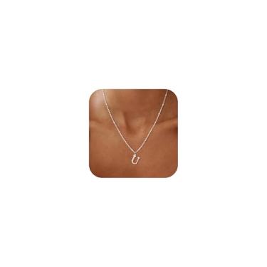 Imagem de GRCLD Colares com inicial para mulheres – Colar com letra banhada a ouro 14 K, corrente personalizada, elegante, elegante, não mancha, colar único com pingente fofo, joia de presente para mulheres