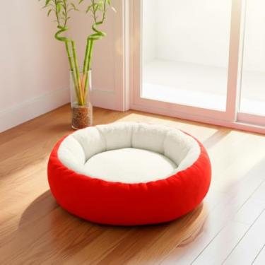Imagem de Cama Pet Grande，Cama para Gatos Toca， ConfortáVel e LaváVel，Adequado para Gatos e CãEs Dormirem Dentro de Casa(Vermelho)
