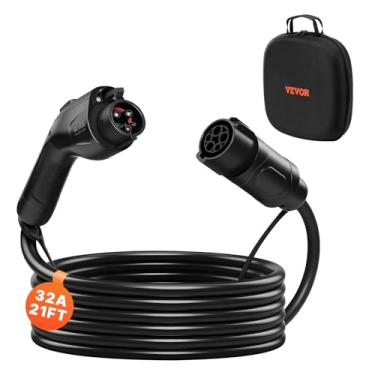 Imagem de VEVOR Cabo de extensão de carregador EV, cabo de extensão J1772 de 32 Amp 6,4 m compatível com carregadores de veículos elétricos SAE J1772 120V-240V, nível 1/nível 2, cabo de carregamento de carro