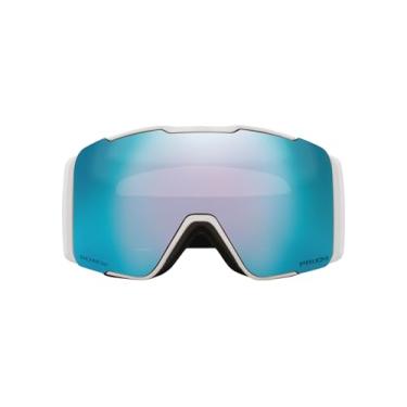 Imagem de Oakley Óculos de neve Line Miner Pro Low Bridge Fit, alça branca fosca com lente de irídio Prizm Snow Safira, médio