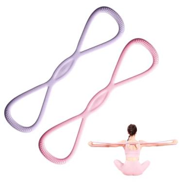 Imagem de IDFXP 2 peças de faixa de resistência Figura 8 com alças – Banda de exercício resistente em formato de 8 para ombro, braço e costas, equipamento de treino de corpo inteiro para casa e academia