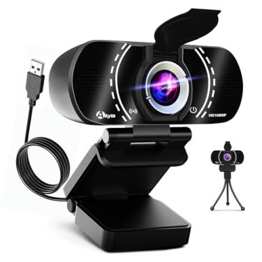 Imagem de Akyta Webcam com microfone, câmera HD 1080p com tripé, capa de privacidade, webcam USB para computador portátil/Mac, câmera de computador para desktop, câmera de streaming para chamadas de vídeo
