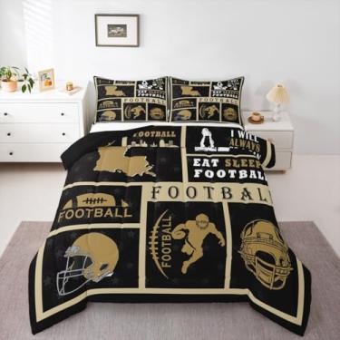 Imagem de Erosebridal Conjunto de edredom completo de futebol americano para crianças, meninos e meninas, para fãs, edredom esportivo reversível, com 2 fronhas, quente (Nova Orleans)