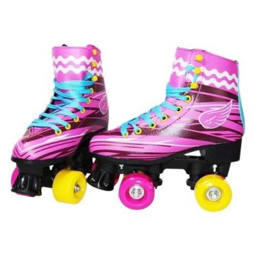 Imagem de Patins 4 rodas roller classico rosa tamanho 32/33 - Iw