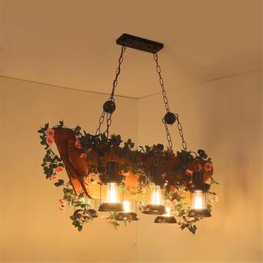 Imagem de Lustre Americano Pastoral LED Industrial Retrô Criativo Música Restaurante Bar Cafeteria Loja de Chá Loja de Roupas Plantas Verdes Decoração Luminária Pendente (RB 6 Lâmpadas)