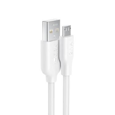 Imagem de Cabo Carregador 1 Hora Usb A/Micro Usb Macho/Macho Carga Rápida 2.1A 1 Metro Branco Sincronização Dados 480Mbs Design Resistente Ampla Compatibilidade