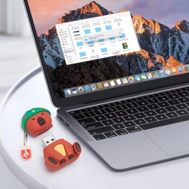 Imagem de Pen Drive USB de 32 GB, dispositivo externo de armazenamento de dados, capivara fofa perfeita para presentear familiares e amigos (pássaro capivara)